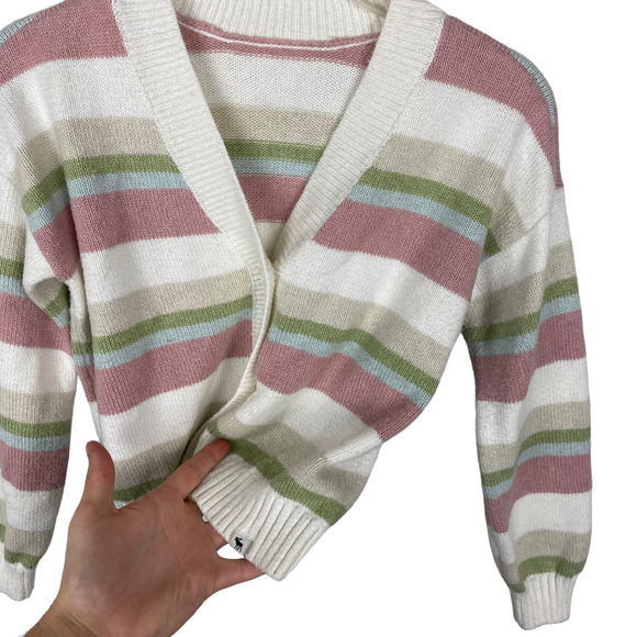 Abercrombie and Fitch Y2K Striped Cropped Button Front Cardigan XS - Picture 3 of 3